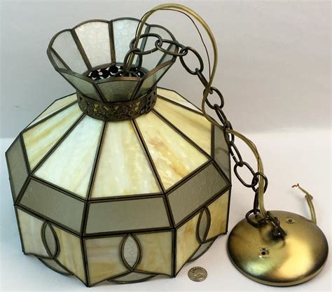 vintage stained glass light fixture|vintage stained glass hanging lamp.